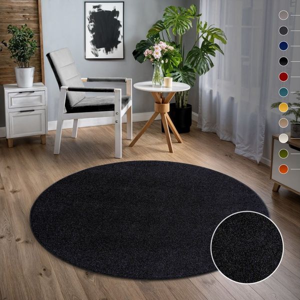 Sanat Teppich Uni, rund, Höhe: 13 mm, robuster Kurzflorteppich, große Farbauswahl, Wohnzimmer, alle Räume