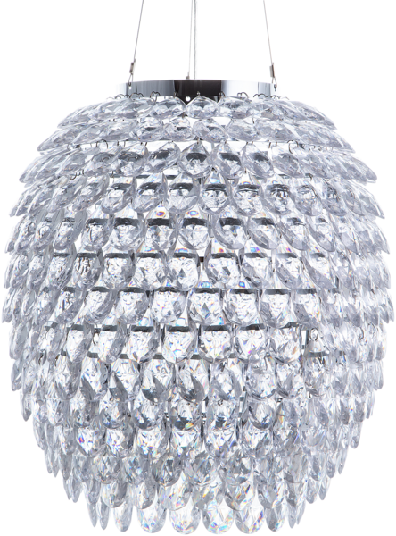 'Sauer' Hängeleuchte Silber Acrylglas rund mit Kristallen Kronleuchter-Optik Glamour Stil