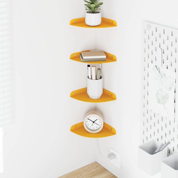 vidaXL Schwebendes Regal mit Regal 4 pcs Senfgelb 15 x 15 x 2 cm 8004081