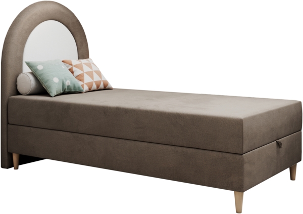 Kinderbett NEST, Boxspringbetten für Kinderzimmer, Jugendbett, Einzelbett mit Matratze 90 x 180 cm - Braun Velvet - Topper T25 Bild 4