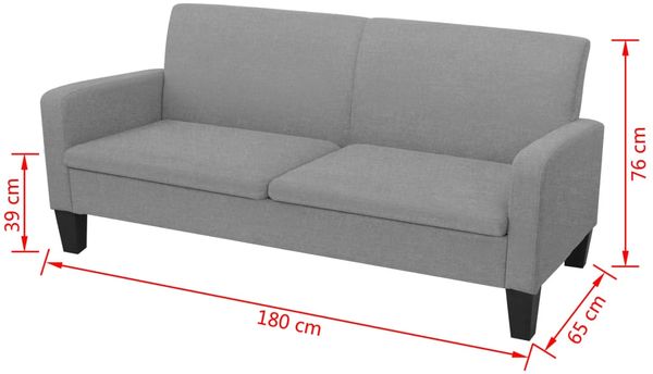 vidaXL Sofa 3-Sitzer 180x65x76 cm Hellgrau 244711 Bild 4