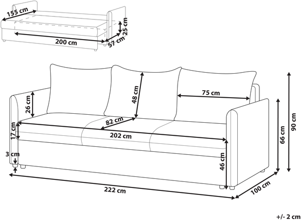 Schlafsofa HOLSEN Taupe Stoff Bild 2