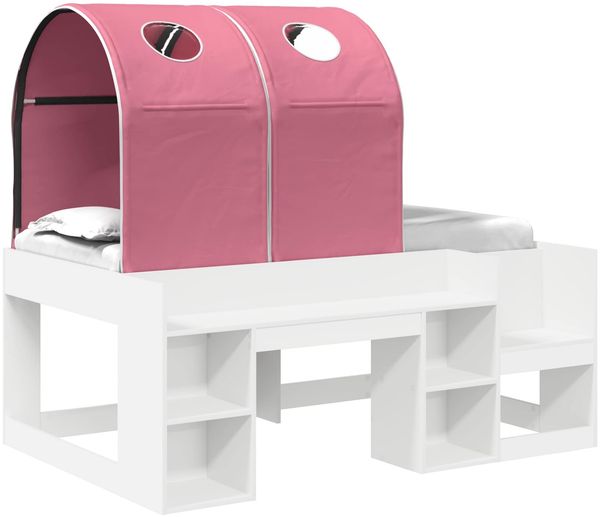 vidaXL Bett mit Tunnel mit Regal 3 Stk. Weiß und Rosa Holzwerkstoff 3423500 Bild 2