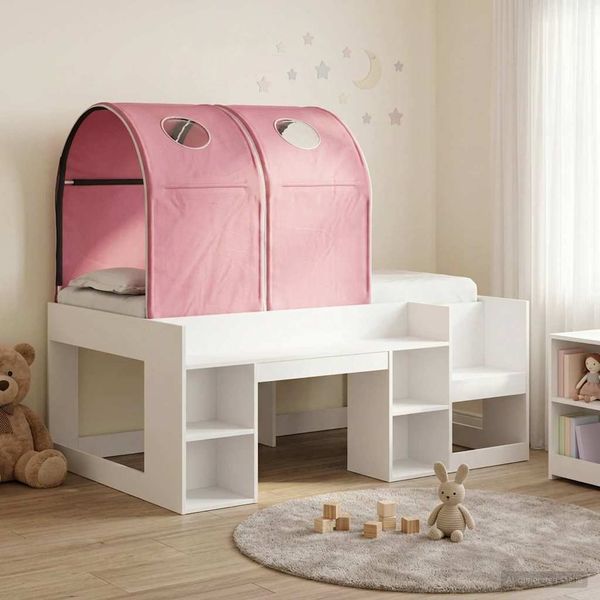vidaXL Bett mit Tunnel 4 pcs Weiß und Rosa Holzwerkstoff 3423500