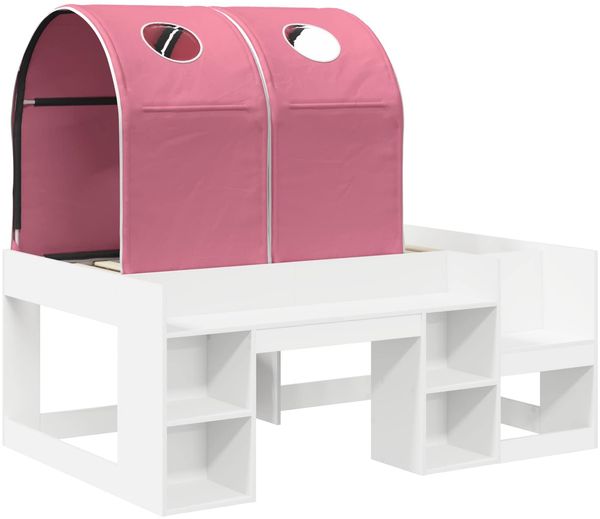 vidaXL Bett mit Tunnel mit Regal 3 Stk. Weiß und Rosa Holzwerkstoff 3423500 Bild 3