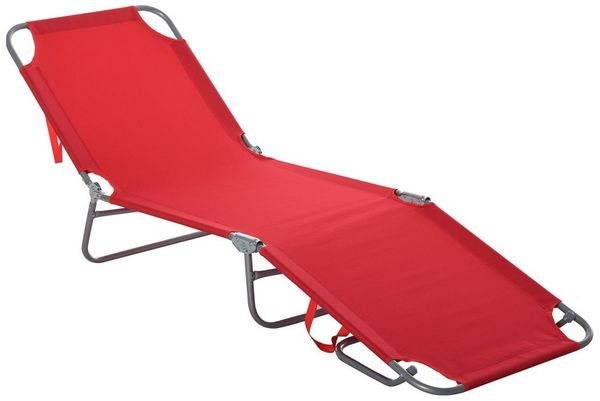 Outsunny Sonnenliege klappbar Gartenliege, Liegestuhl mit 5-Fach verstellbare Rückenlehne, wetterfeste Campingliege, Gartenstuhl bis 120 kg belastbar, für Garten Urlaub Outdoor Strand Pool, Rot