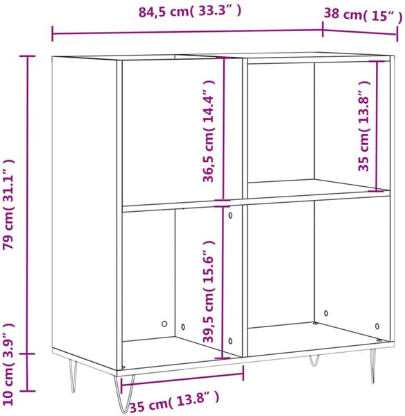 vidaXL Plattenschrank Räuchereiche 84,5x38x89 cm Holzwerkstoff 831777 Bild 10