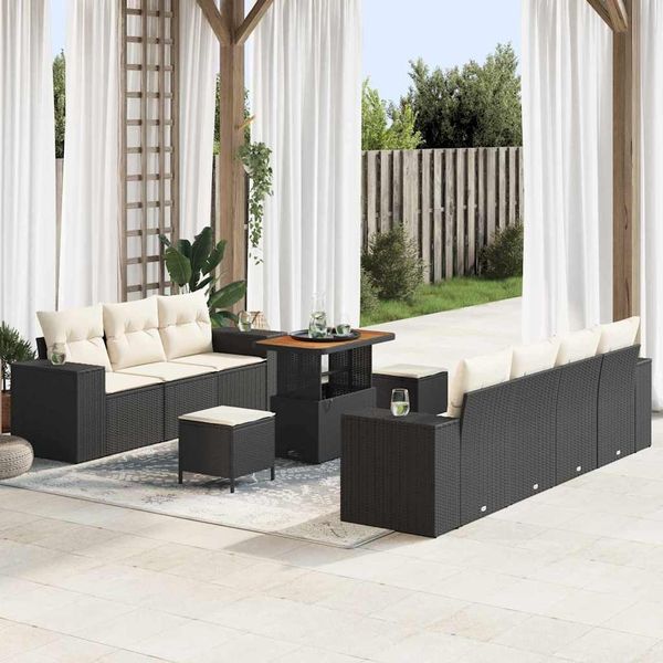 vidaXL Garten-Sofa-Set 10 pcs Schwarz Poly-Rattan 3361970