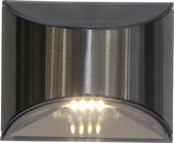 LED-Solar-Wandleuchte Wally 2 Stück Edelstahl warmweis LED Solarpanel