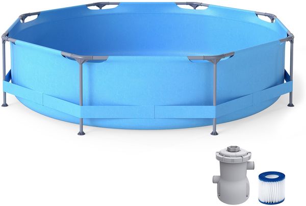Aufstellpool 36 M x 76 CM Rund Außenrahmen mit Filterpumpe 6125 L Wasserkapazität Gartenpool für Erwachsene