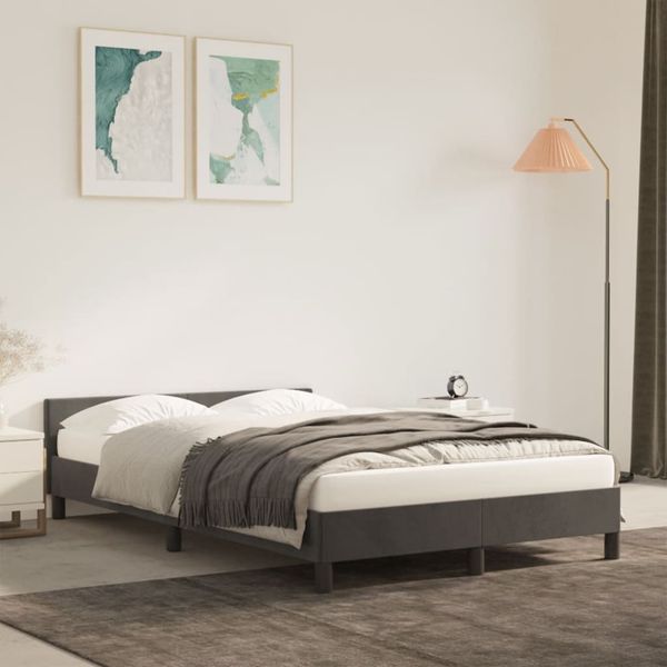 vidaXL Bettgestell ohne Matratze Dunkelgrau 120x190 cm Samt 379548