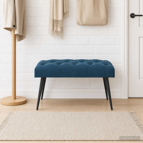 vidaXL Bank mit Knopfheftung Blau 80 x 40 x 46 cm Samt 42038566
