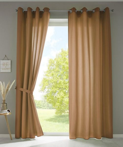 Gardinenbox Vorhang (2 St), Ösen, blickdicht, Microsatin, »Berlin« Blickdicht Microsatin Lichtdurchlässig 20405N2