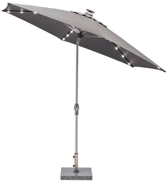 EASY ALLROUND LED Kurbelschirm Ø300cm mit PU-Beschichtung silber/ charcoal
