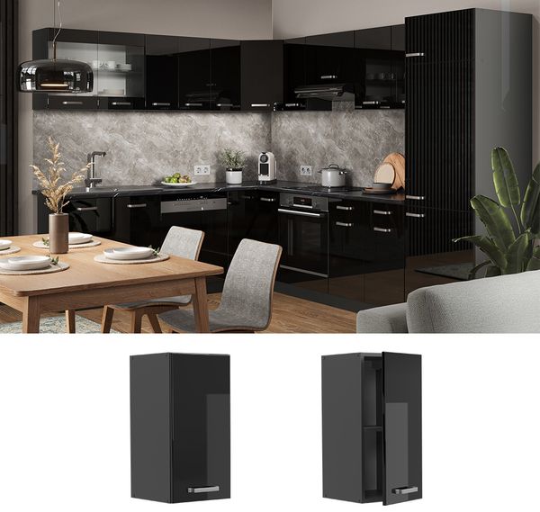 Hängeschrank R-Line Schwarz Hochglanz 30 cm Vicco Bild 2