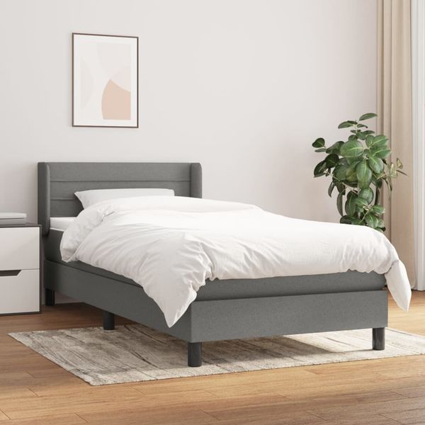 vidaXL Boxspringbett mit Matratze Dunkelgrau 80x200 cm Stoff, Härtegrad: H2 [3129746]
