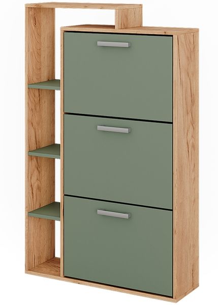 Schuhkipper Orlando Goldkraft Eiche/Grün 80 x 128.3 cm mit 3 Fächern Vicco