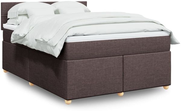 vidaXL Boxspringbett mit Matratze Dunkelbraun 140x190 cm Stoff 3288978