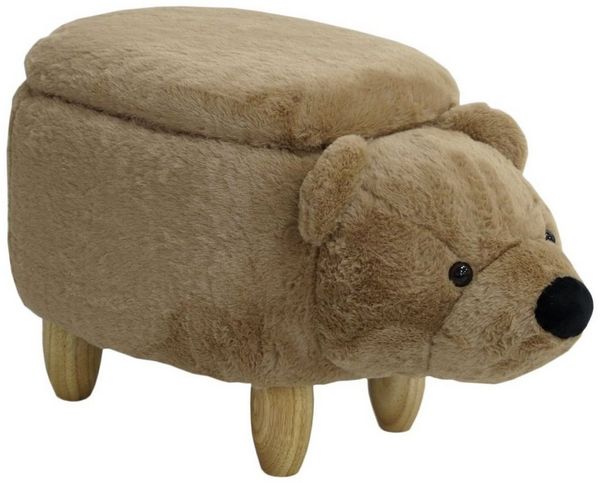SVITA ANIMAL STORAGE Kinderhocker Hocker mit Stauraum gepolstert Bär Braun Tier