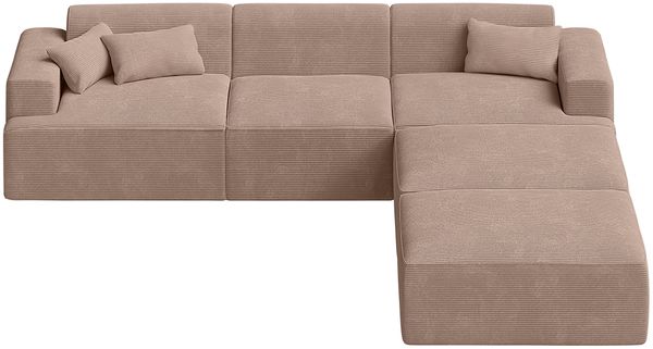skølm 'Freki' Cloud Sofa 3 Sitzer mit 2x Hocker, Vollschaumcouch mit Federkern und Vakuum-Kompression, kein Aufbau erforderlich, mit 3 Kissen, Cord taupe Bild 10
