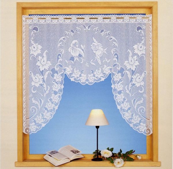 Weckbrodt Scheibengardine Loren (1 St), Stangendurchzug, halbtransparent, Jacquard, Bistro, Gardine, Jacquard, floral, Vögel, geblümt, HxB: 95x120, Store