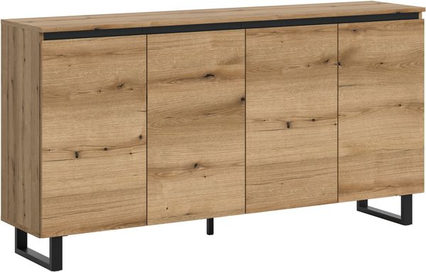 Sideboard B/H/T: 160x84x36 cm in Evoke Oak Nachbildung und schwarz