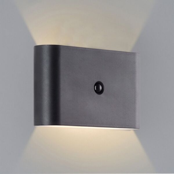 Lightbox Wandleuchte, Bewegungsmelder, LED fest integriert, Warmweiß, Akku-Außenleuchte, 330 lm, 3000 K, magnetisch, Up-Downlight, schwarz
