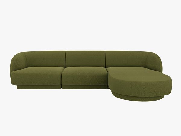 Micadoni Ecksofa Miley 4-Sitzer Rechts Boucle Baloo Dunkel-Olivgrün