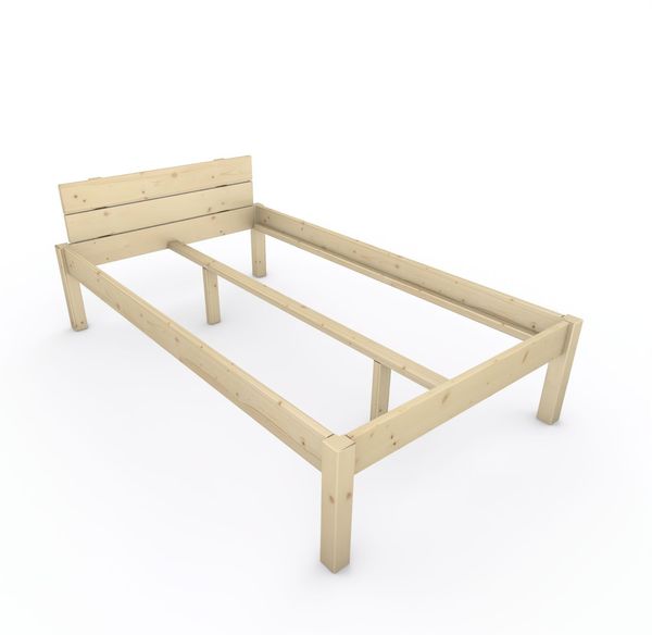 Pfostenbett "metallarm" Fichte Holzbett "Daybett" 120 x 210cm 48cm Einzelbett