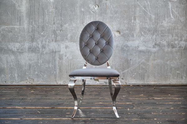 KAWOLA Stuhl LINDA Esszimmerstuhl Barock Velvet grau 92 x 56 x 50 cm