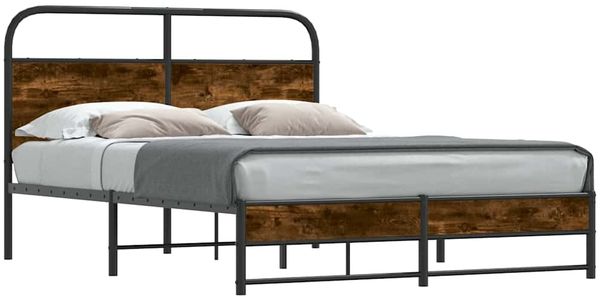 Doppelbett, Bettgestell Modernen ohne Matratze 140x200 cm Räuchereiche Holzwerkstoff d1712e