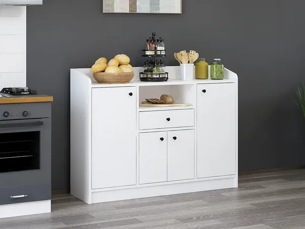 Vente-unique - MIZOTA Küchenmöbel Holz, Platte Weiß - B 35 cm x H 90 cm x L 120 cm