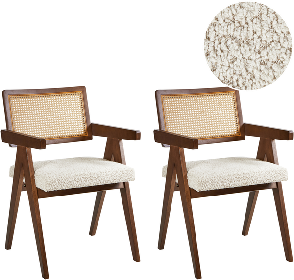 Esszimmerstuhl 2er Set AVA Holz Braun Hellbeige