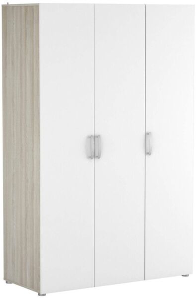 Dmora Großer Kleiderschrank Dania, Schlafzimmermöbel, Schrank, Garderobe, 119x51 h185 cm, Eiche und Mattweiß