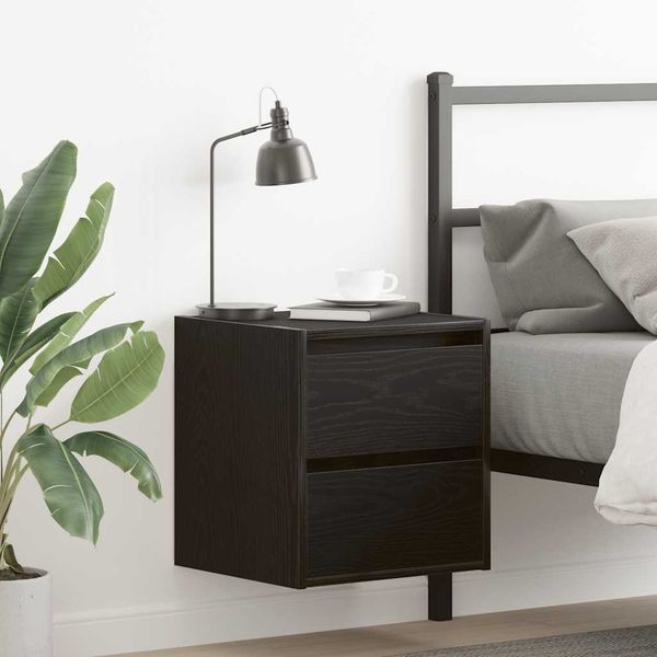vidaXL Wand-Nachttische 2 Stk. Schwarz Eichen-Optik 38x34x40 cm 861250