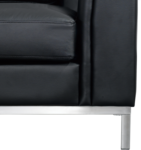 Ecksofa Leder schwarz rechtsseitig mit Ottomane OSLO Bild 6