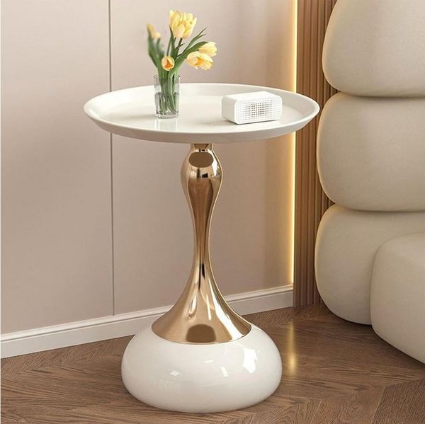 TUWENA Couchtisch Couchtisch, Kleiner Beistelltisch Rund Modern,Metall Nachttisch Runder, Luxus Nachttisch Kaffeetisch für Wohnzimmer Schlafzimmer Balkon, Ø40cm