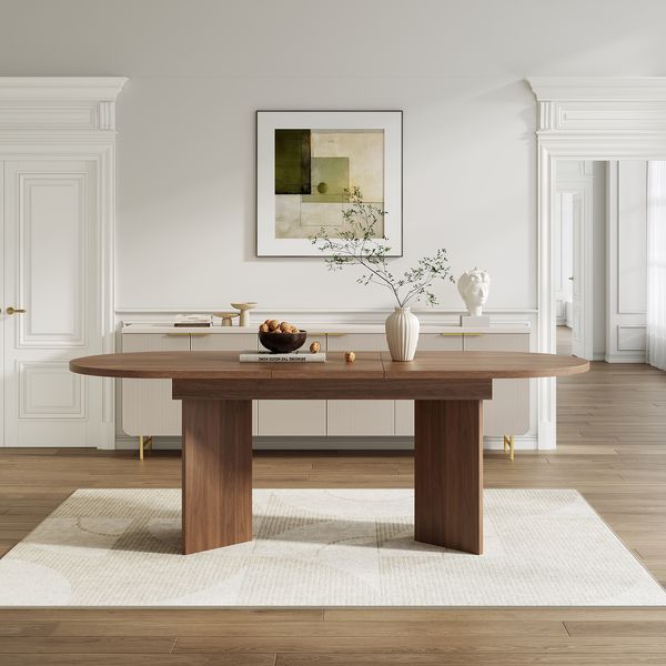 Esstisch 120/160x80 cm, ausziehbar, Walnussoptik, 18 mm Tischplatte, abgerundete Ecken