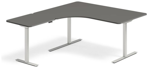 Höhenverstellbarer Tisch DNA Anthrazit 2000x2200 mm links 3-Fuß/schwarz