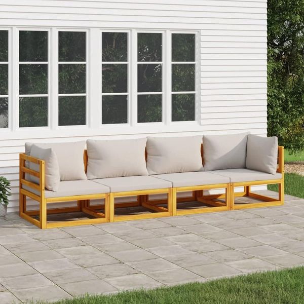Holz Gartenmöbel Lounge Set 4-tlg Balkon Sitzgarnitur Kissen Outdoor