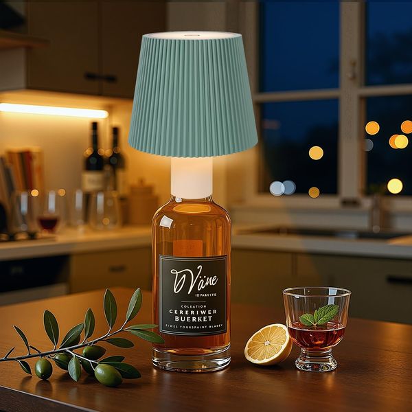 Ketom Flaschenlampe Aufsatz LED Aufladbar Mintgrün, IP54 Wasserdicht Lampenschirm für Flasche, Akku Lampe für Flasche LED USB, 3 Farbtemperaturen, Dimmbare, Touch Control, für Restaurant Bar Balkon
