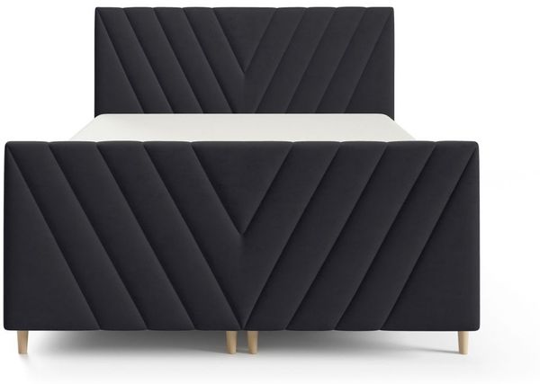 Boxspringbett Schlafzimmerbett CARLITO PREMIUM 120x220cm Stoff Fresh Schwarz Bild 2