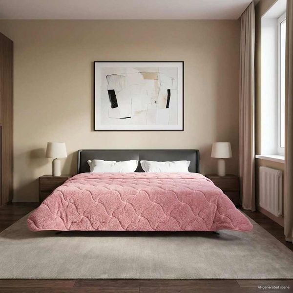 vidaXL Ganzjahresbettdecke Gepolstert Rosa 240 x 260 cm 42026276