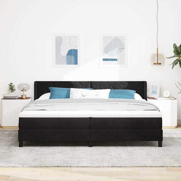 vidaXL Boxspringbett mit Kopfteil Schwarz 200 x 200 cm Samt 3341542