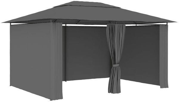 vidaXL Gartenpavillon mit Vorhängen 4 x 3 m Anthrazit 47960
