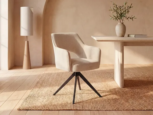 Vente-unique - KONYA Stuhl Samt Beige - B 59 cm x H 84 cm x L 58 cm
