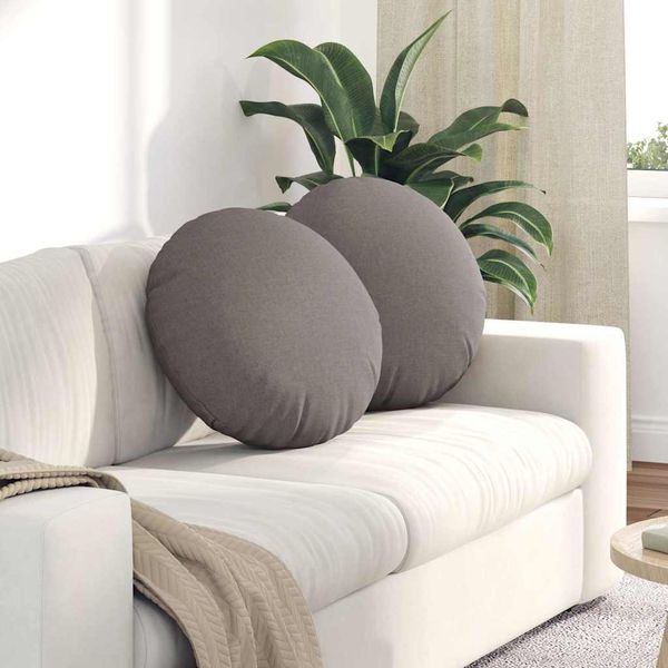vidaXL Sitzkissen 2 pcs Taupe Ø50 x 19 cm Stoff 42014163