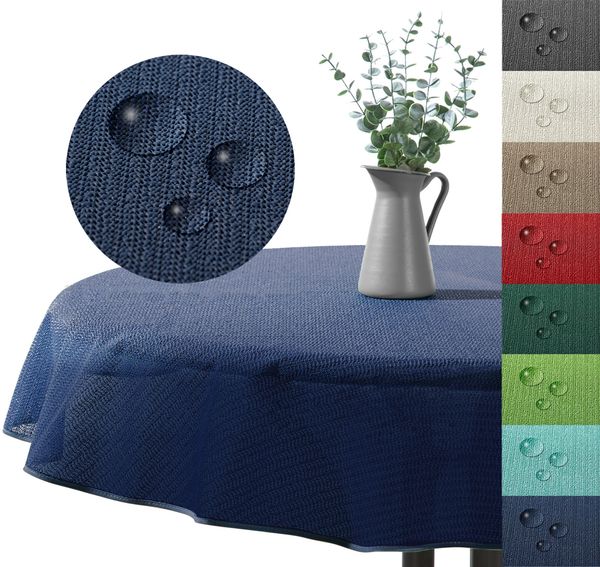 heimtexland Â® Outdoor Tischdecke Gartentischdecke wasserfest wetterbestÃ¤ndig rutschfest waschbar Outdoortischdecke Weichschaum Garten Balkon Camping Party Tischdeko Typ883 dunkelblau 160x220 cm oval