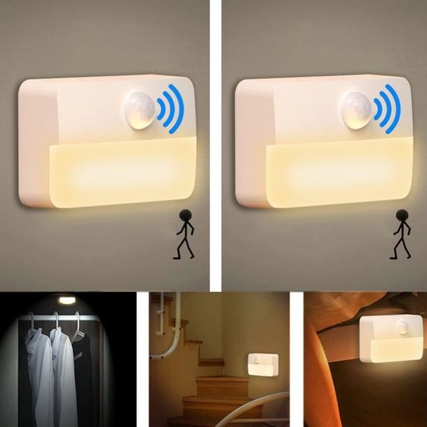 QUBEBU LED Nachtlicht Nachtlicht mit Bewegungsmelder, 1/2/4/6 Stück kinder Bewegungslicht, LED fest integriert, Warmweiß, Kaltweiß, mit Dämmerungssensor, Auto EIN/AUS Sensor Licht Für Flur, Bad, Schlafzimmer, Indoor Treppe.