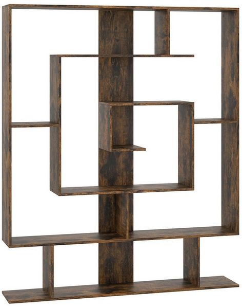 COSTWAY Bücherregal, mit 7 Ebenen, Raumteiler, geometrisch, 125 x 22 x 150 cm